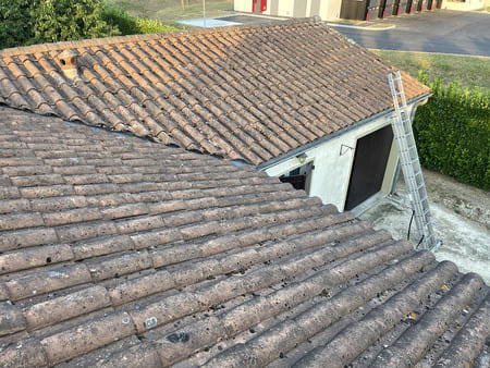 Avant nettoyage de toiture en tuiles en Nouvelle-Aquitaine - Sam'il Nettoie